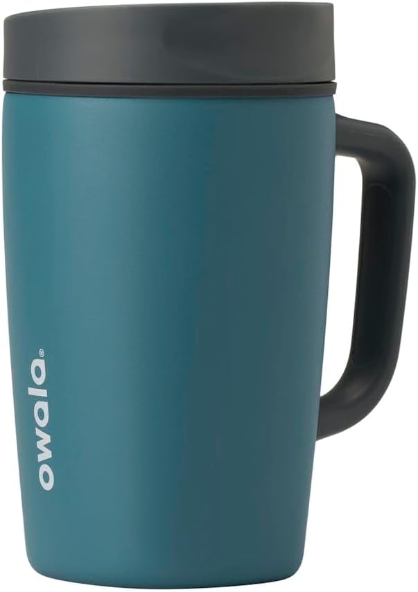 Owala SmoothSip Slider Stainless Steel Insulated Travel Mug with handle, 100% Leak Proof, For Hot and Cold Drinks, Travel Friendly with Sliding Lock Lid, 12oz, BPA Free, Leak Proof, High Dive - Bloomnest