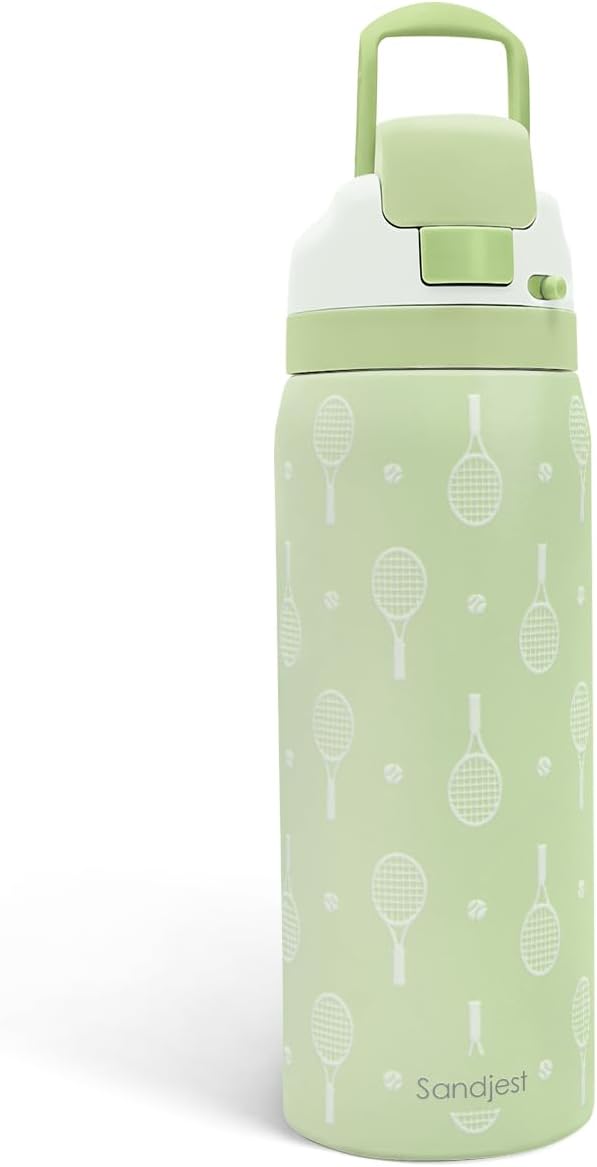 Tennis Insulated Stainless Steel Water Bottle with Straw for Sports and Travel, 32oz, Gifts for Tennis Lover Women Girls Friends Teens Birthday Christmas - Bloomnest