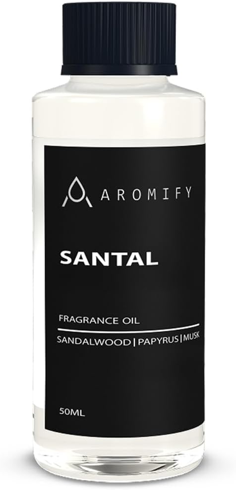 Santal Diffuser Oil, Diffuser Fragrance Oil for Home, Bathroom & Office, Aromatherapy Blend of Natural Essential Oil, Sandalwood & Musk Scent, 1.6 Fl Oz, 50 mL - Bloomnest