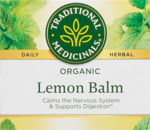 Traditional Medicinals Organic, Lemon Balm - Supports Stress Relief & Digestive Health - Kosher, Non-GMO, Caffeine-Free, Compostable - 16 Tea Bags - Bloomnest