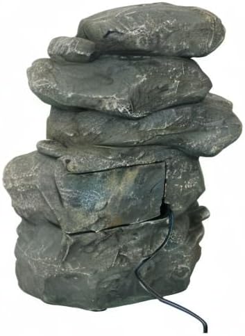 Sunnydaze Tabletop Water Fountain - Stacked Rocks 10.5 Inch Relaxing Desktop Water Fountain with LED Lights - Office, Bedroom, Living Room - Bloomnest