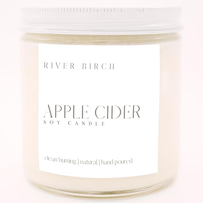 River Birch Candles Apple Cider Scented Candle | Premium, All-Natural, Non-Toxic, Soy Candles | 16oz 90 Hr Burn Time | Cozy Relaxing Gifts for Home - Bloomnest