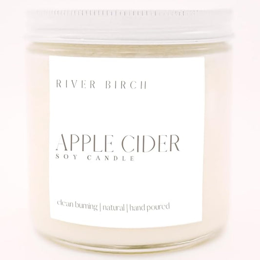 River Birch Candles Apple Cider Scented Candle | Premium, All-Natural, Non-Toxic, Soy Candles | 16oz 90 Hr Burn Time | Cozy Relaxing Gifts for Home - Bloomnest