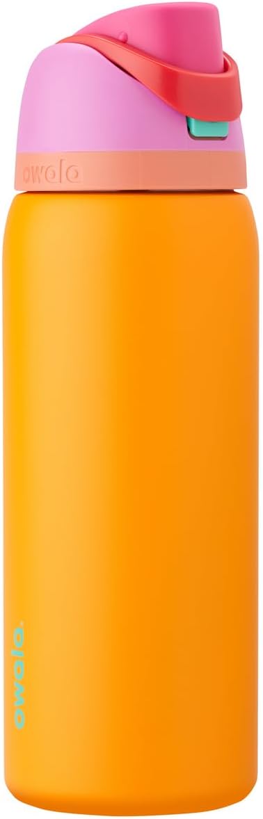 Owala FreeSip Insulated Stainless Steel Water Bottle with Straw for Sports, Travel, and School BPA-Free Sports Water Bottle, 32 oz, Tropical Owala