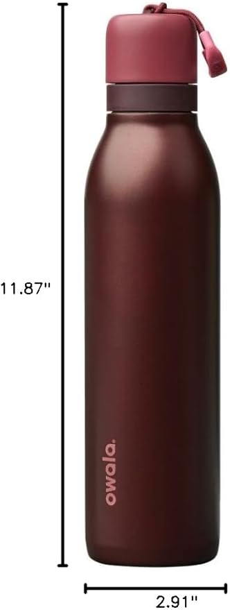 Owala FreeSip Twist Insulated Stainless Steel Water Bottle with Straw for Sports and Travel, BPA-Free, 24-oz, Black Cherry Owala