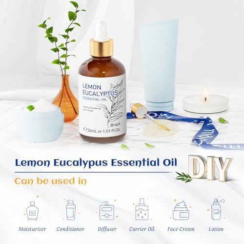 HIQILI Lemon Eucalyptus Oil, for Spary, Diffuser, Indoors, Outdoors, Garden, Yard, 100% Pure Natural - 1.01 Fl Oz - Bloomnest
