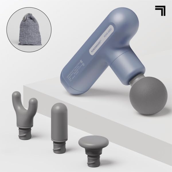 Sharper Image Powerboost Move Aero 3.0 – Mini Percussion Massage Gun| Updated Soft-Touch Design, Carrying Bag, 4 Nodes| Portable Full Body Back & Shoulder Massager| Deep Tissue Massage Tool Gift - Bloomnest