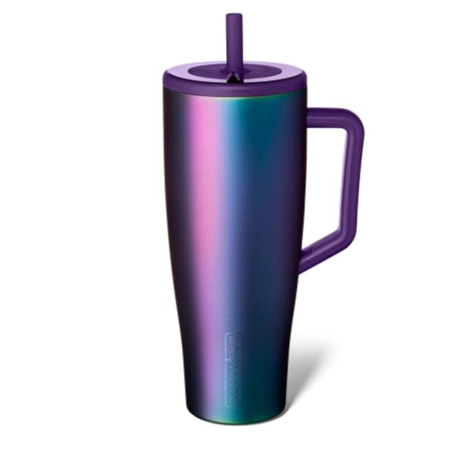 BrüMate Era 40 oz Tumbler with Handle and Straw | 100% Leakproof Insulated Water Bottle Tumbler with Lid and Flexible SoftSip Straw | Made of Stainless Steel | Cup Holder Friendly | 40oz (Dark Aura)