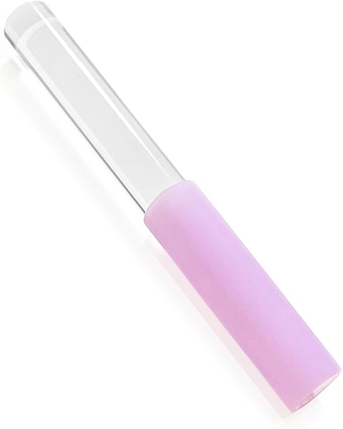 Singing Bowl Mallet Clear Solid Acrylic Base Rubber Striker Mallet for Playing Quartz Crystal Singing Bowls with Bundle Pocket(Purple) - Bloomnest