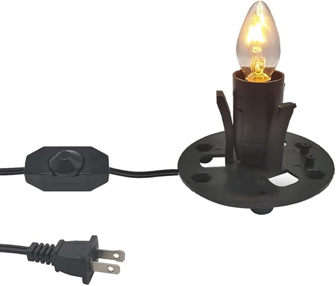 Himalayan Salt Lamp Cord Replacement with Dimmer Switch, 5 Feet Cords with Base Assembly and 6 E12 Halogen Bulbs