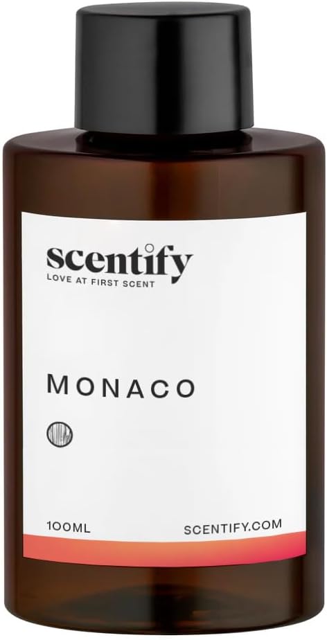 Scentify Monaco Aroma Oil Refill Scent for Oil Diffusers - Saffron, Jasmine, Amber, Cedar Scents - Luxurious Relaxing Aromatherapy Diffuser Fragrance 100ml, 3.38 oz Scentify