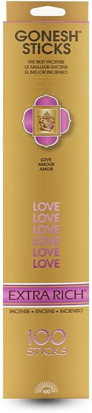 Gonesh - Extra Rich Scented Incense Sticks - Non-Toxic 10” Slow Burn Aromatic Sticks - Love - 100 Pack Gonesh