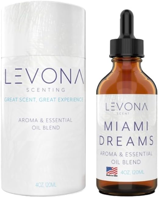Levona Scent Essential Oils for Diffusers for Home: Miami Dreams Hotel & Home Luxury Scents Fragrance Oil - Aroma Oil with Notes of Bergamot Oil & Pine Essential Oil -120 Ml Scented Oils for Diffuser - Bloomnest