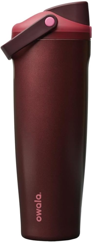 Owala FreeSip Sway Insulated Stainless Steel Water Bottle with Two-Way Spout, Built-In Straw and Bucket Handle, Made for Travel, School, and Sports, 40oz, BPA Free, Leak Proof, Black Cherry Owala