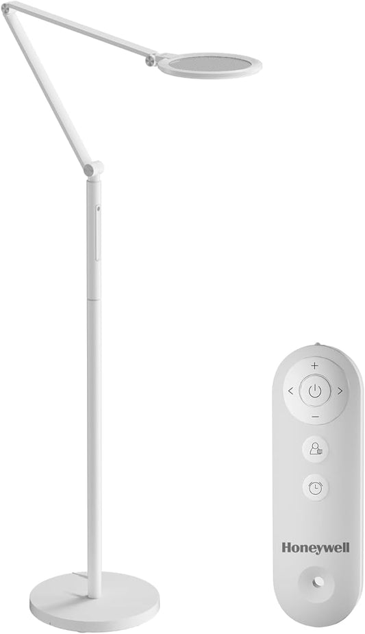 Honeywell LED Floor Lamp - F01WT Sunturalux™ Eye Caring Dimmable Standing Light with Remote,Bright Natural Daylight 5 Colors & 5 Brightness Adjustable Tall Lampara for Home Office Living Room Bedroom - Bloomnest