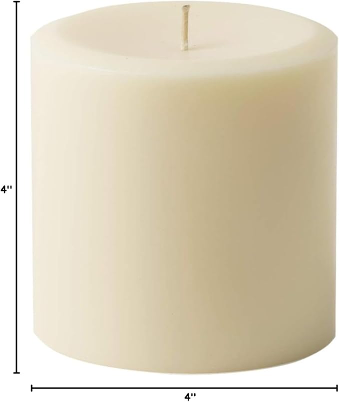 Mister Candle Dripless Vanilla Scented Ivory Pillar Candle Hand Made Vanilla Pillar Candles with Essential Oils for Home Decor, Premium Wax, 80 Hr Burn Time (4x4 inch) - Bloomnest
