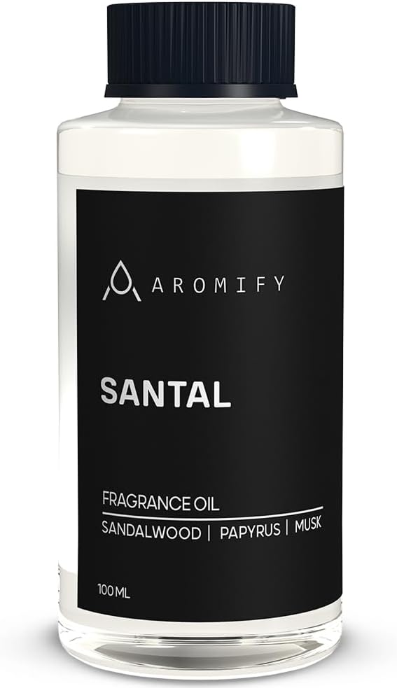 Santal Diffuser Oil, 3.3 Fl Oz, 100 mL, Diffuser Fragrance Oil for Home, Bathroom & Office, Aromatherapy Blend of Natural Essential Oil, Sandalwood & Musk Scent. - Bloomnest