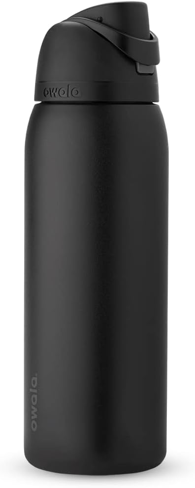 Owala FreeSip Insulated Stainless Steel Water Bottle with Straw, BPA-Free Sports Water Bottle, Great for Travel, 40 Oz, Very, Very Dark Owala