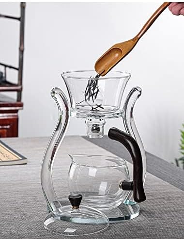 RORA Glass Teapot Set Semi Automatic Drip Rotating with Infuser Lazy Kungfu Tea pot Set (Glass) - Bloomnest