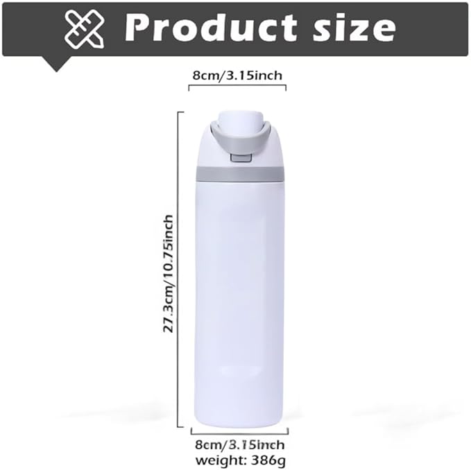 DUTHINGS Insulated Stainless Steel Water Bottle with Straw, 24 oz, Reusable Sports and Travel Bottle for School, Kids, and Outdoors - Leakproof and BPA-Free (WHITE) Bloomnest