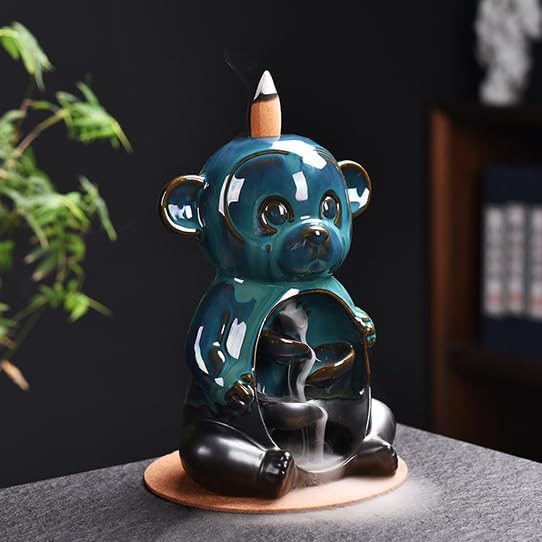 Cute Monkey Animal Waterfall Backflow Incense Holder for Sticks,Ceramic Incense Burner with Mat,Tweezers for Home Aromatherapy Ornament Decor AI017 - Bloomnest