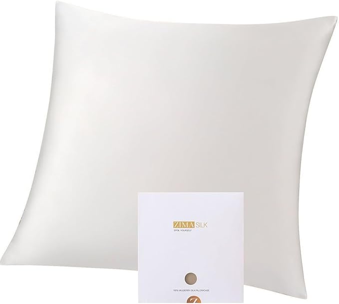 ZIMASILK 100% Pure Mulberry Silk Pillowcase for Hair and Skin Health,Soft and Smooth,Both Sides Premium Grade 6A Silk,600 Thread Count,with Hidden Zipper,1pc(Throw 18''x18'',White) - Bloomnest