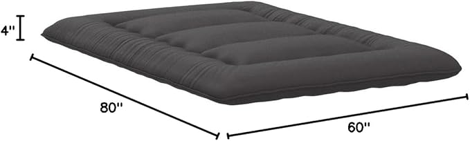 Japanese Floor Mattress, Futon Mattress with Portable Storage Bag and Washable Cover, Roll Up Thick Tatami Mat Suitable for Camping, Guest Room, Black, Queen - Bloomnest