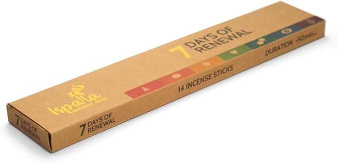 ISPALLA® 7 Day Renewal Incense Sticks, Pack of 14, with Palo Santo, Handmade in Peru, 100% Natural & Vegan Bloomnest
