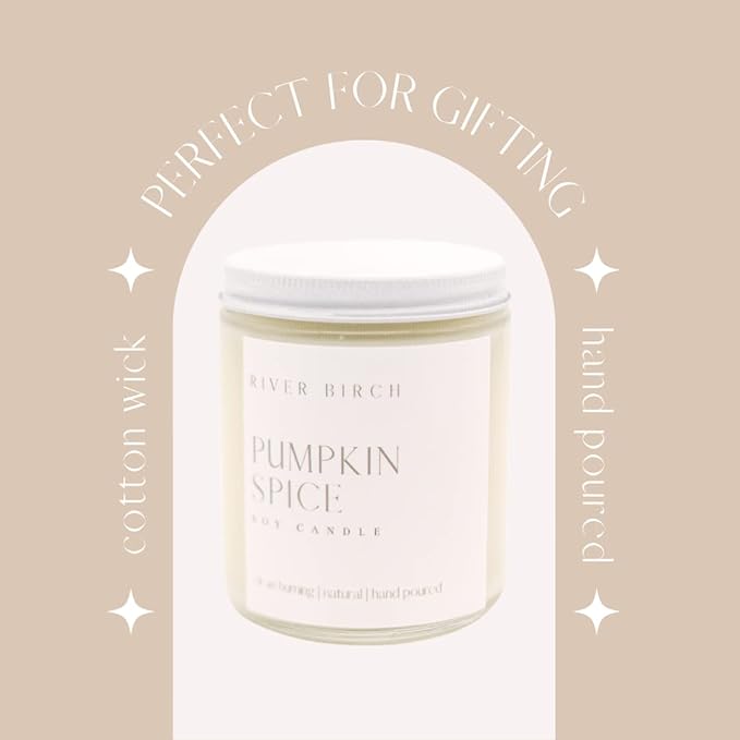 River Birch Candles Pumpkin Spice Scented Candle | Premium, All-Natural, Non-Toxic, Soy Candles | 8.5oz 40 Hr Burn Time | Cozy Relaxing Gifts for Home - Bloomnest