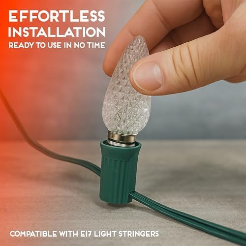 HLO Lighting Set of 25 Orange C9 Faceted LED Christmas Light Bulbs for Indoor & Outdoor Use | Durable Replacement Bulbs - Bloomnest