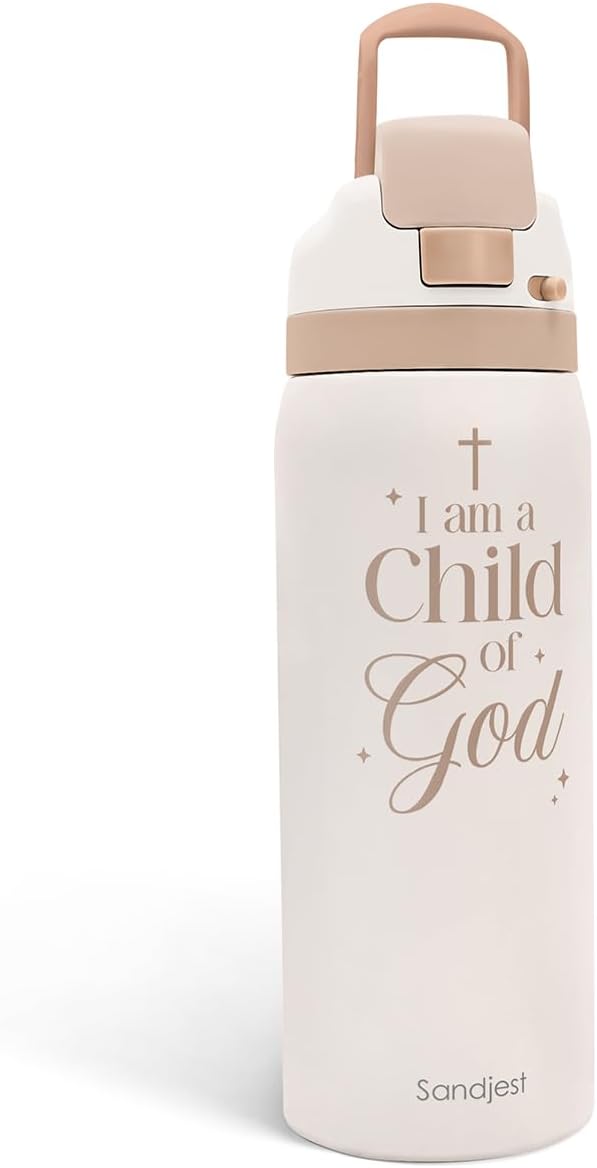 Christian Insulated Stainless Steel Water Bottle with Straw for Sports and Travel, Child of God, 32oz, Gifts for Women Girls Friends Teens Birthday Christmas - Bloomnest