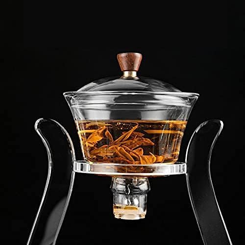 RORA Glass Teapot Set Semi Automatic Drip Rotating with Infuser Lazy Kungfu Tea pot Set (Crystal) - Bloomnest