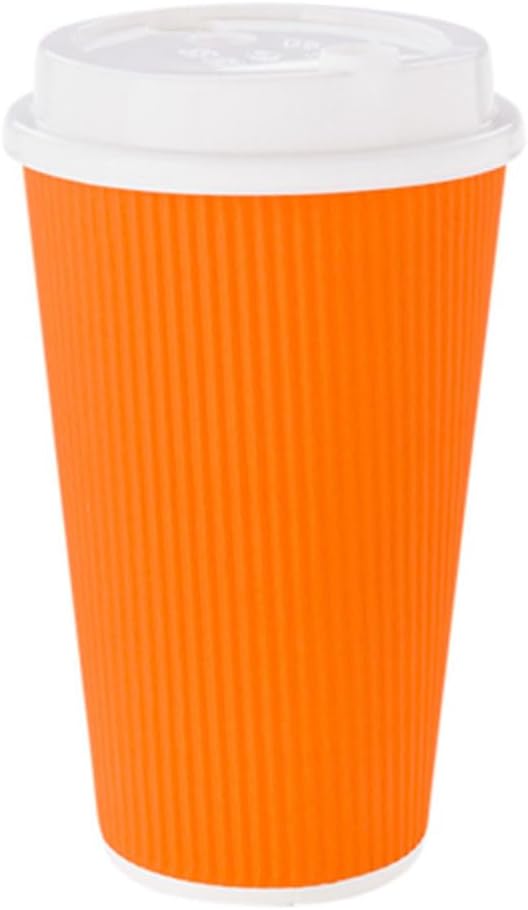 Restaurantware 16 Ounce Ripple Wall Disposable Coffee Cups, 500 Insulated Orange Paper Tumblers, Rolled Rim Design, Lids Sold Separately for Hot Drinks like Tea, Hot Chocolate and More - Bloomnest