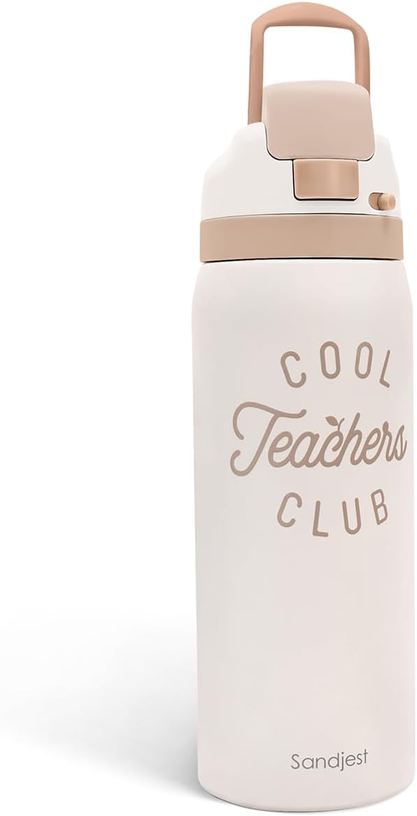 Teacher Insulated Stainless Steel Water Bottle with Straw for Sports and Travel, Cool Teachers Club, 32oz, Gifts for Women Apperciation Birthday Christmas - Bloomnest