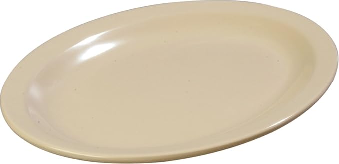 Carlisle FoodService Products Kingline Plastic Oval Platter Oval Tray for Home and Restaurant, Melamine, 12 x 9 Inches, Tan, (Pack of 12) - Bloomnest
