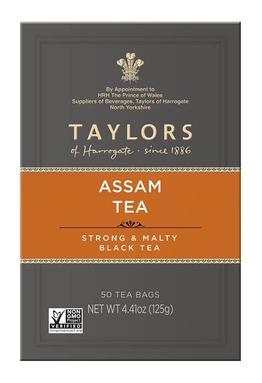 Taylors of Harrogate Assam, Black Tea, Pillow Bags, 50 Count (Pack of 6), Full-bodied, Satisfying & Malty, Caffeinated, Enjoy Hot or Iced, 300 Teabags Total - Bloomnest
