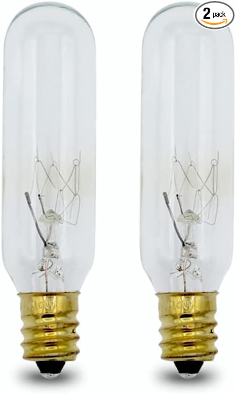 lumenivo 15 Watt Bulbs for Himalayan Salt Lamps 15T6/CL Tubular T6 15 Watt Candelabra Bulb E12 Base Light Bulbs for Exit Signs - Clear - 120V - 2 Pack - Bloomnest