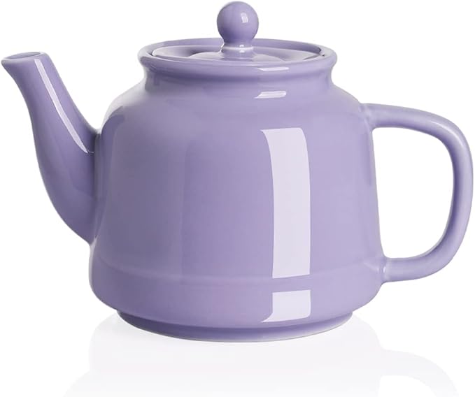 Sweejar 35 oz Porcelain Tea Pot, Teapot with Removable 18/8 Stainless Steel Infuser, Microwave & Dishwasher Safe Tea Maker, Tea Infuser Pots for Blooming loose Leaf Tea,Chrismas Women Gift(Purple) - Bloomnest