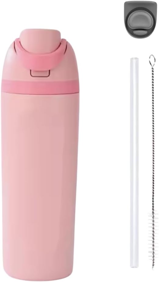 DUTHINGS Insulated Stainless Steel Water Bottle with Straw, 24 oz, Reusable Sports and Travel Bottle for School, Kids, and Outdoors - Leakproof and BPA-Free (PINK) Bloomnest