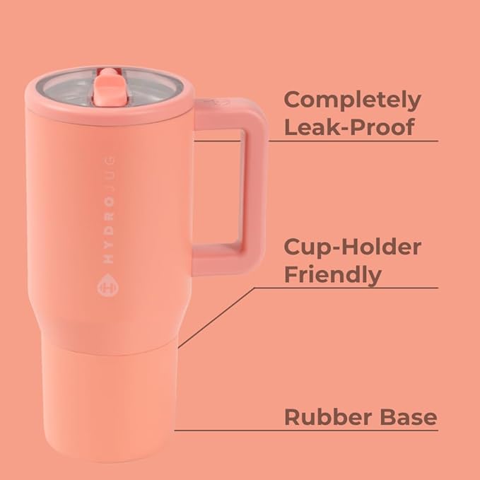 HydroJug Kids - 20 oz Insulated Kids Water Bottle with Flip Straw & Handle | Leak-Proof & Durable | Perfect for School, Sports, Lunch, Travel & Camp, Summer Peach - Bloomnest