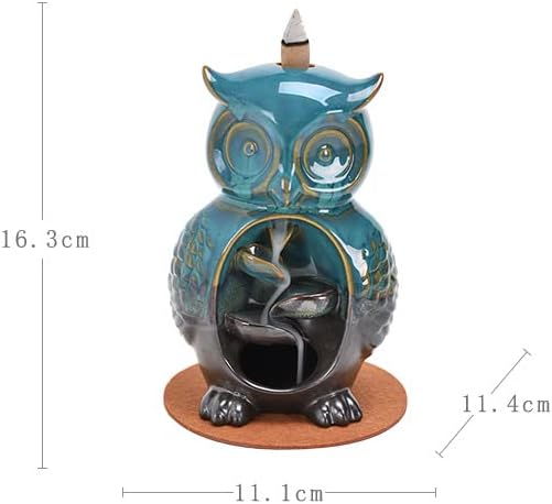 Cute Owl Animal Waterfall Backflow Incense Holder for Sticks,Ceramic Incense Burner with Mat,Tweezers for Home Aromatherapy Ornament Decor AI018 - Bloomnest
