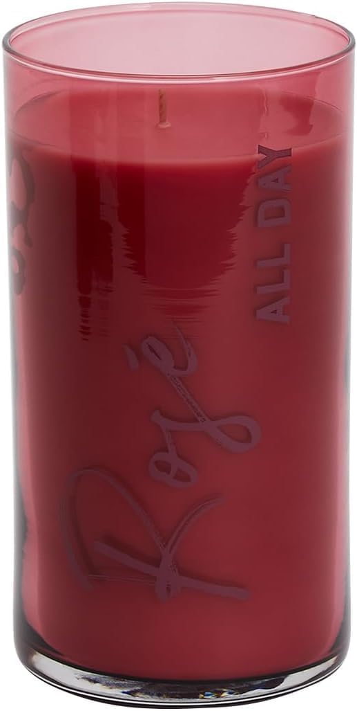 PartyLite Rosé All Day Jar Candle - 130-140 Hour Burn Time, Fruity & Floral Fragrance with Strawberry, Peonies, Rhubarb, & Honeydew Melon