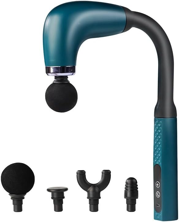 Massage Gun with Upgraded Extension Handle, Back Massager for Pain Relief Deep Tissue, Muscles/Neck/Shoulders/Waist/Legs Massager with 4 Massage Heads & 6 Speed Levels & 3 Massage Modes (Green) - Bloomnest