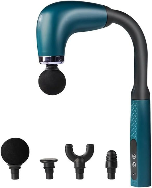 Massage Gun with Upgraded Extension Handle, Back Massager for Pain Relief Deep Tissue, Muscles/Neck/Shoulders/Waist/Legs Massager with 4 Massage Heads & 6 Speed Levels & 3 Massage Modes (Green) - Bloomnest