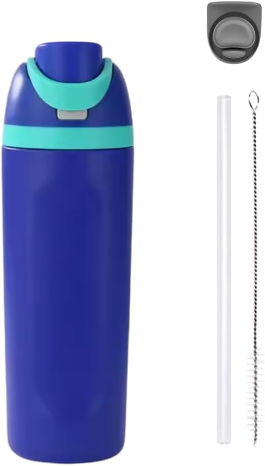 DUTHINGS Insulated Stainless Steel Water Bottle with Straw, 24 oz – Leakproof, BPA-Free Reusable Sports & Travel Bottle with Replacement Straw and Cleaning Brush (Blue) Bloomnest