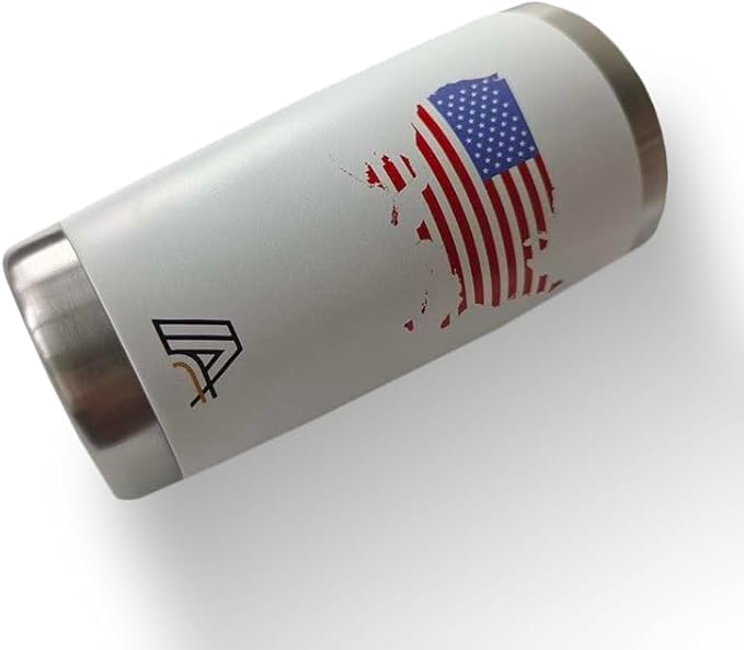 Tumbler 20oz Stainless Steel, Vacuum Insulated w/MagSlider Lid, USA Flag Theme on White, Double Wall, Keeps Drinks Cold & Hot, Patriotic Gift - Bloomnest