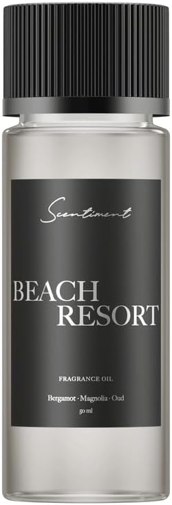 Scentiment Diffuser Oil - Beach Resort | Aromatherapy Fragrance Inspired by 5-Star Hotels | Luxurious Scent with Notes of Bergamot, Ocean, Peony with Amber & Sandalwood (50 mL) Scentiment