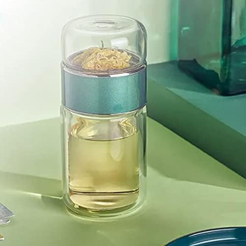 Tea Infuser Bottle, 420ml Tea Flood Cup Glass Water Bottle Double Wall Borosilicate Travel Tea Tumbler with Stainless Steel Filter Leakage Proof Water Separation Tea Bottle Mug - Bloomnest