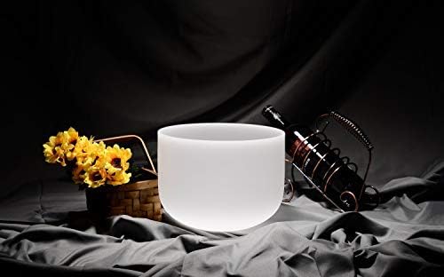 TOPFUND 432Hz G Note Crystal Singing Bowl Throat Chakra 8 inch with Heavy Duty Carrying Case and Suede Mallet - Bloomnest