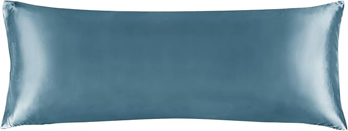 BEDELITE Satin Body Pillow Cover, Super Soft and Cooling Body Pillow Pillowcase for Hair and Skin, Breathable Silky Full Long Pillowcase Cover(20"x54", Bluesteel) - Bloomnest